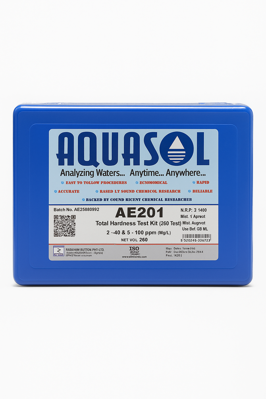AQUASOL | AE201 Total Hardness Test Kit (250 Tests) | Water Quality Testing Kit
