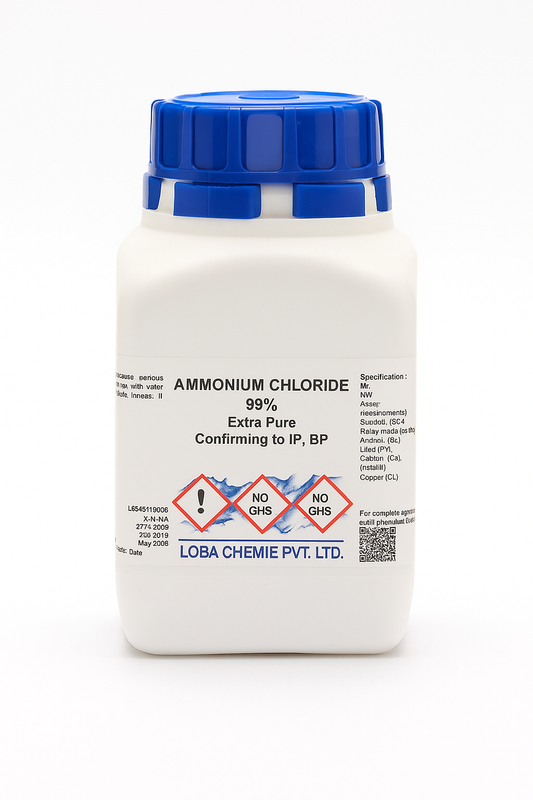 Loba | Ammonium Chloride 99% Extra Pure | CAS 12125-02-9 | Sal Ammoniac, Ammonium Muriate | IP, BP Grade