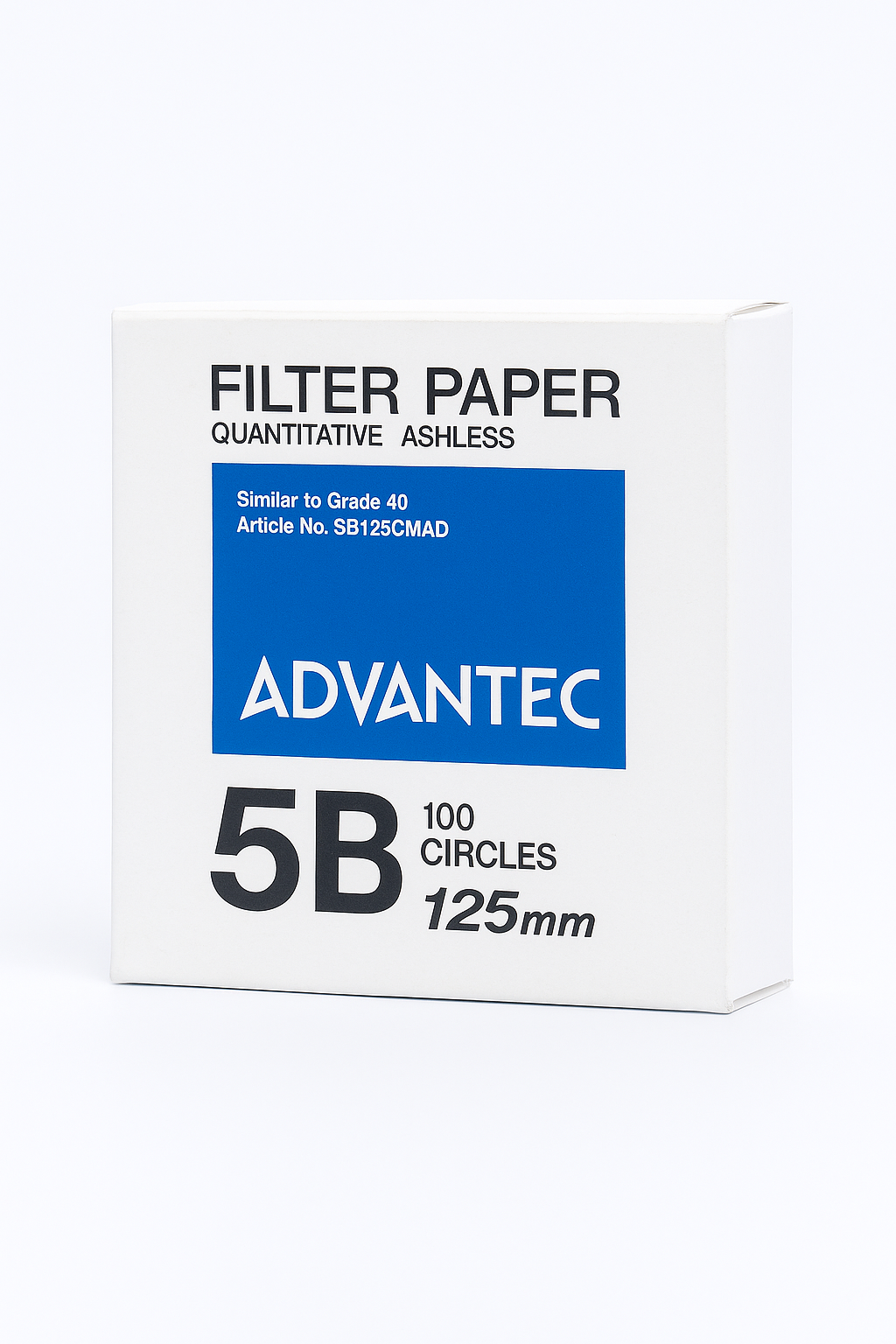 Advantec 5B Ashless Filter Paper, 125mm, 100 Circles – Quantitative Laboratory Filter