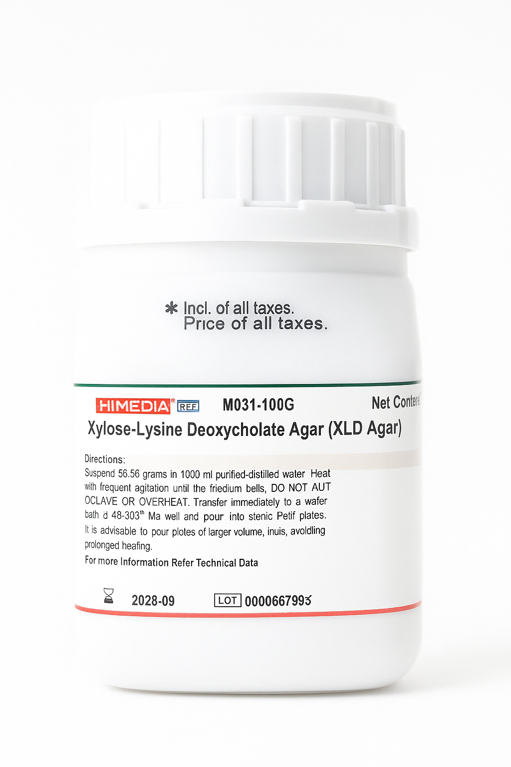 HiMedia | Xylose-Lysine Deoxycholate Agar (XLD Agar) | 100g | CAS 9004-34-6 | On Order Basis (Not Ready Stock)